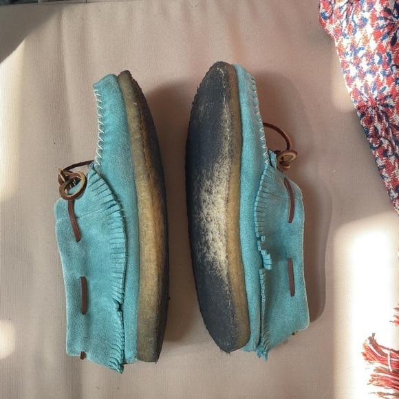 Eastland Casio Fringe Moccasin Booties Blue 7.5 - Picture 3 of 7